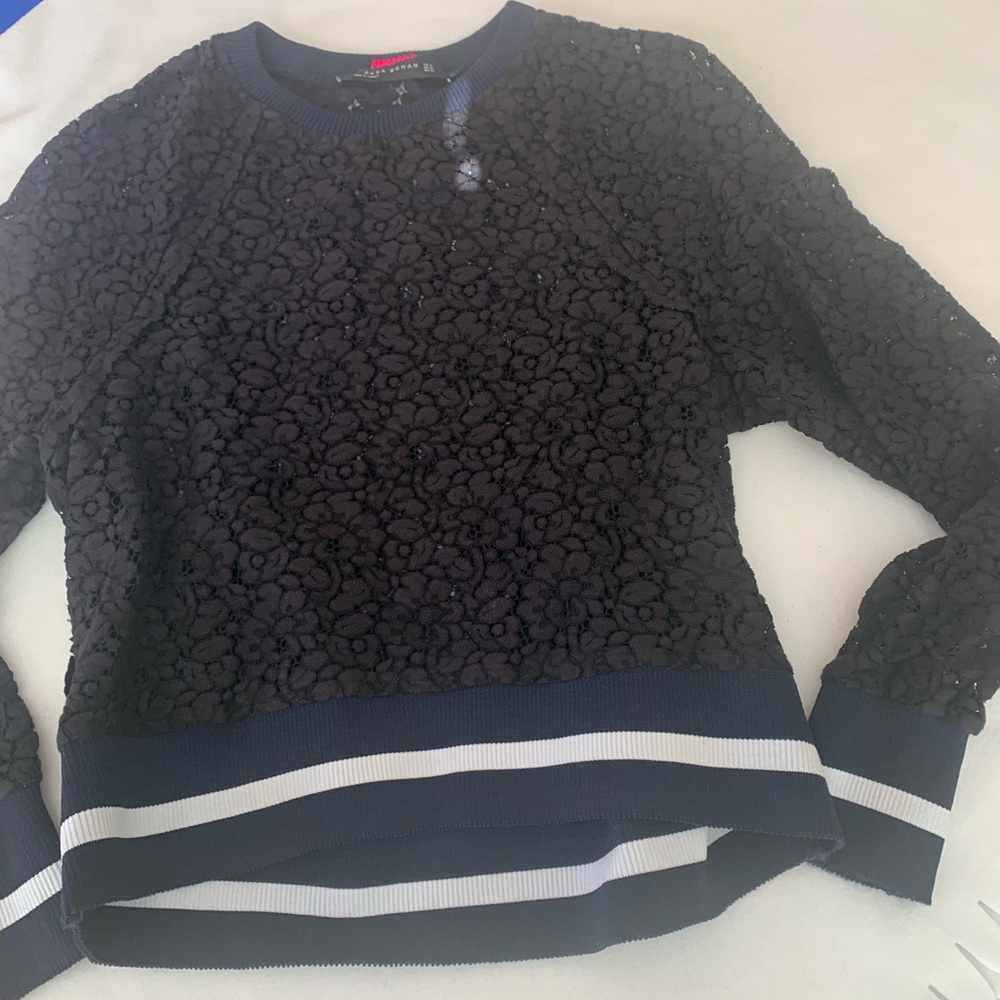 Zara black and white blouse